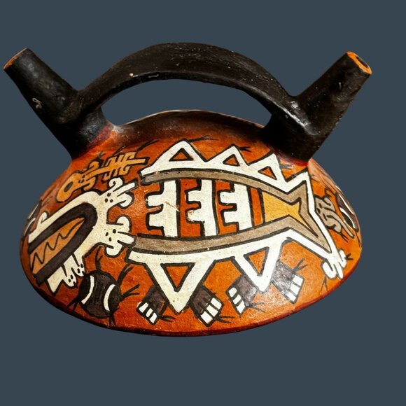 Fely Calle Other - Peru Nazca Style Double Spout Bridge Vessel Fish & Serpent Design Fely Calle 5 1